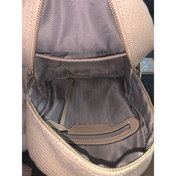 Studded Cream Beige Faux Leather backpack Gold Details - Picture 6 of 8